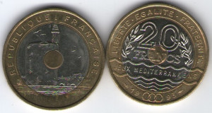 Franta 1993 - 20 franci, circulata