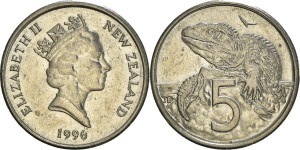 Noua Zeelanda 1996 - 5 cents, circulata