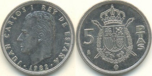 Spania 1975 - 5 pesetas, circulata