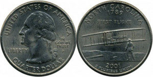 SUA 2001P - 25 cents, circulata - North Carolina