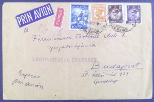 z1933 - plic trimis din Bucuresti la clubul de fotbal FTC Ferencvaros, Budapesta
