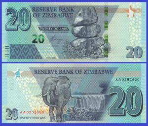 Zimbabwe 2020 - 20 dollars, necirculata