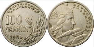 Franta 1955 - 100 franci, circulata