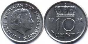 Olanda 1958 - 10 cent, circulata