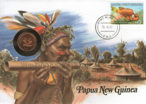 Papua New Guinea 1987 - FDC cu moneda 2 toea, necirculata