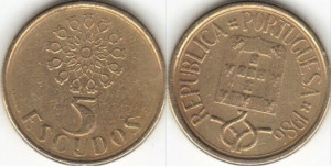 Portugalia 1986 - 5 escudos, circulata