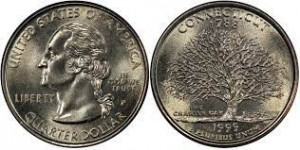 SUA 1999P - 25 cents, circulata - Connecticut