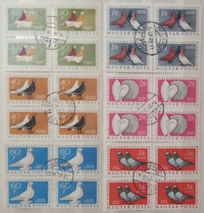 Ungaria 1957 - porumbei, serie stampilata de 4