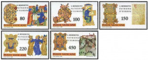 Vatican 1980 - 1500th Saint Benedict of Nursias, serie neuzata