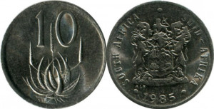 Africa de Sud 1985 - 10 cents, circulata