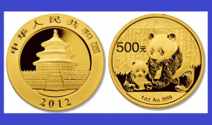 China 2012 - 500 yuan, moneda cu panda, aurit