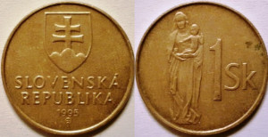 Slovacia 1995 - 1 korun, circulata