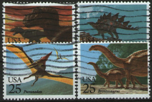Statele Unite 1989 - animale preistorice, serie stampilata