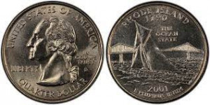 SUA 2001D - 25 cents, circulata - Rhode Island