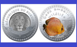 Burundi 2014 - 5000 francs, proof (Symphysodon discus)
