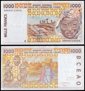 Coasta de Fildes 1999 - 1000 franci, necirculata