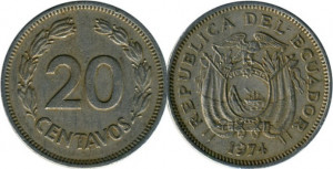 Ecuador 1974 - 20 centavos, circulata