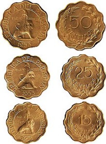 Paraguay 1953 - 15,25,50 centimos, circulate