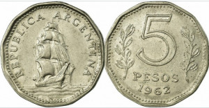 Argentina 1962 - 5 pesos, circulata