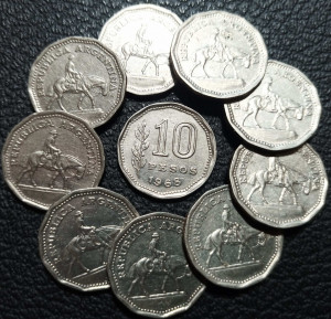 Argentina 1963-68 - 10 pesos, circulate (10 bucati)