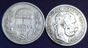 Ungaria 1893 - 1 korona, argint - circulata