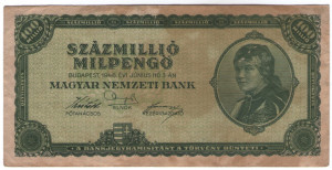 Ungaria 1946 - 100 milion milpengo, circulata