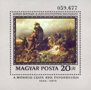 Ungaria 1976 - pictura Batalia de la Mohacs, colita neuzata