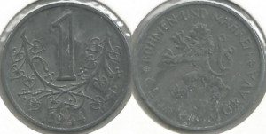 Bohemia & Moravia 1944 - 1 koruna, circulata