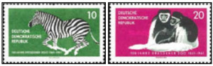 DDR 1961 - 100 de ani zoo din Drezda, serie neuzata