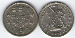 Portugalia 1978 - 2,5 escudos, circulata