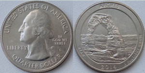 SUA 2014S - 25 cents, necirculata - Utah, Arches