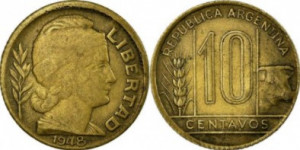 Argentina 1948 - 10 centavos, circulata