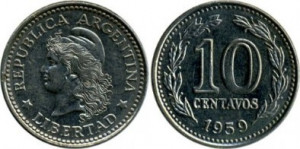 Argentina 1959 - 10 centavos, circulata
