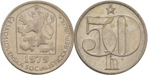 Cehoslovacia 1979 - 50 hellers, circulata