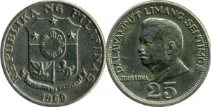 Filipine 1969 - 25 sentimos, circulata