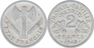 Franta 1943 - 2 franci, circulata