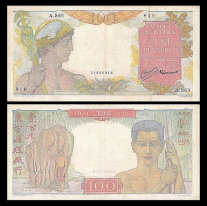 Indochina 1947 - 100 piastres, circulata