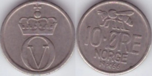 Norvegia 1966 - 10 öre, circulata