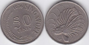Singapore 1976 - 50 cents, circulata