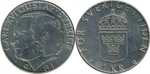 Suedia 1981 - 1 krona, circulata