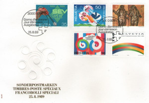 Elvetia 1989 - aniversari, serie pe FDC