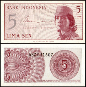Indonezia 1964 - 5 sen, necirculata
