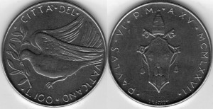 Vatican 1977 - 100 lire, necirculata