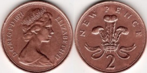 Anglia 1971 - 2 new pence, circulata
