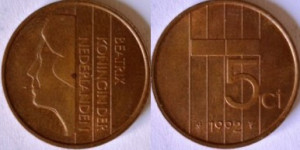 Olanda 1992 - 5 cent, circulata