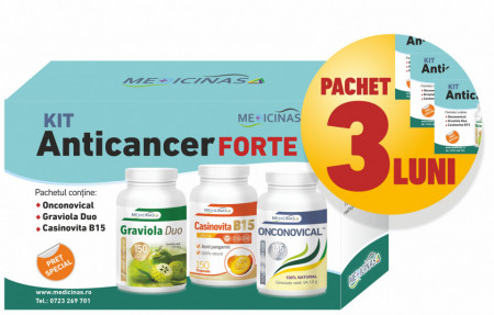 3 x KIT Anticancer FORTE - împotriva cancerului cu metastaze + GRATUIT cartea ”Ce mănânci ca să combați cancerul”