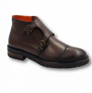Men's leather boots with buckle Nevis brown