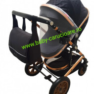 Carucior nou născut 3 in 1+ geantă multifuncționala +plasă pentru insecte Baby Care S 530 Black Design