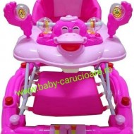 Premergator balansoar 2 in 1 cu roți din silicon Baby Care Ratusca Roz