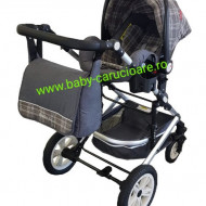 Carucior nou născut 3 in 1+ geantă multifuncționala +plasă pentru insecte Baby Care S 530 Grey Design